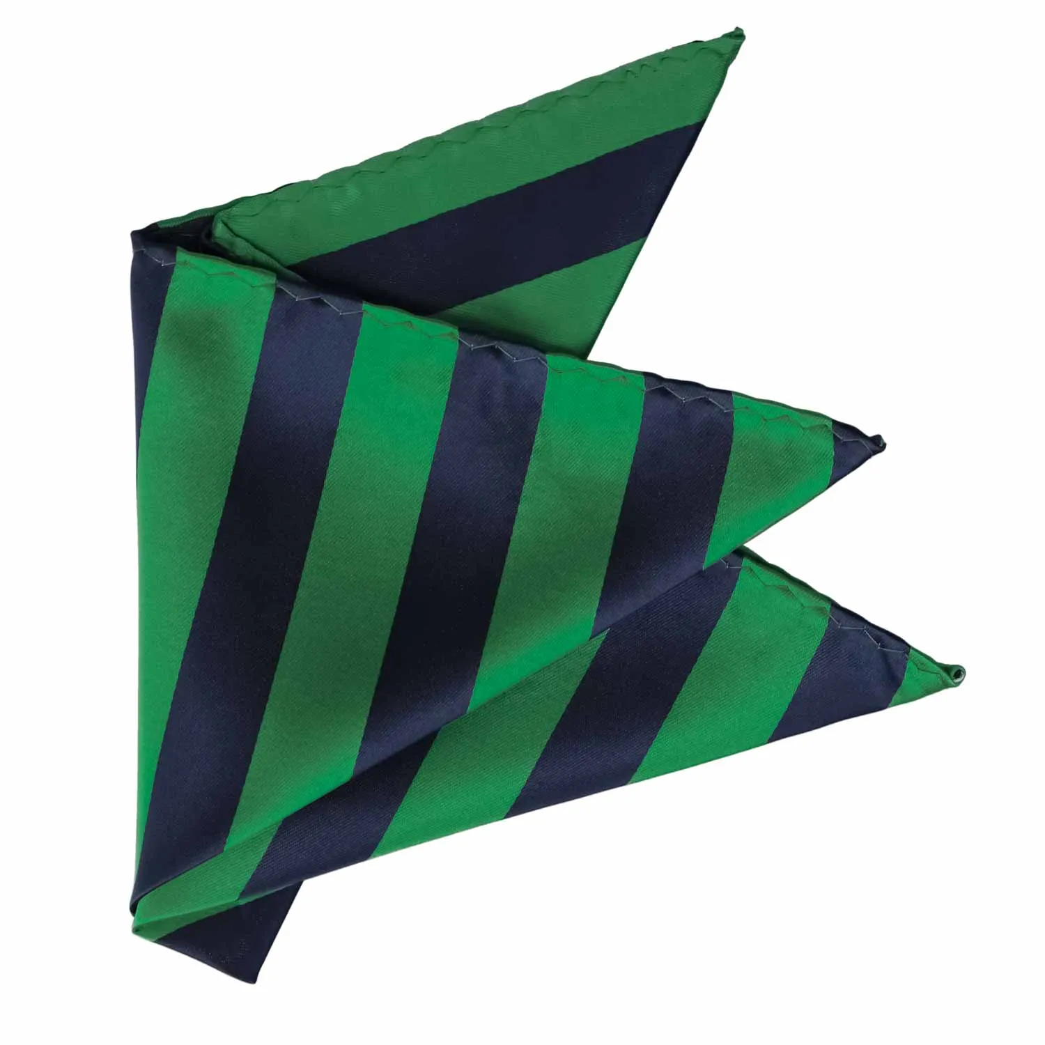 Kelly Green and Navy Blue Striped Pocket Square sold by TieMart product image thumbnail 3