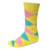 Men's Yellow and Turquoise Argyle Socks sold by TieMart