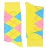 Men's Yellow and Turquoise Argyle Socks sold by TieMart