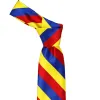 Red, Royal Blue and Yellow Striped Tie sold by TieMart
