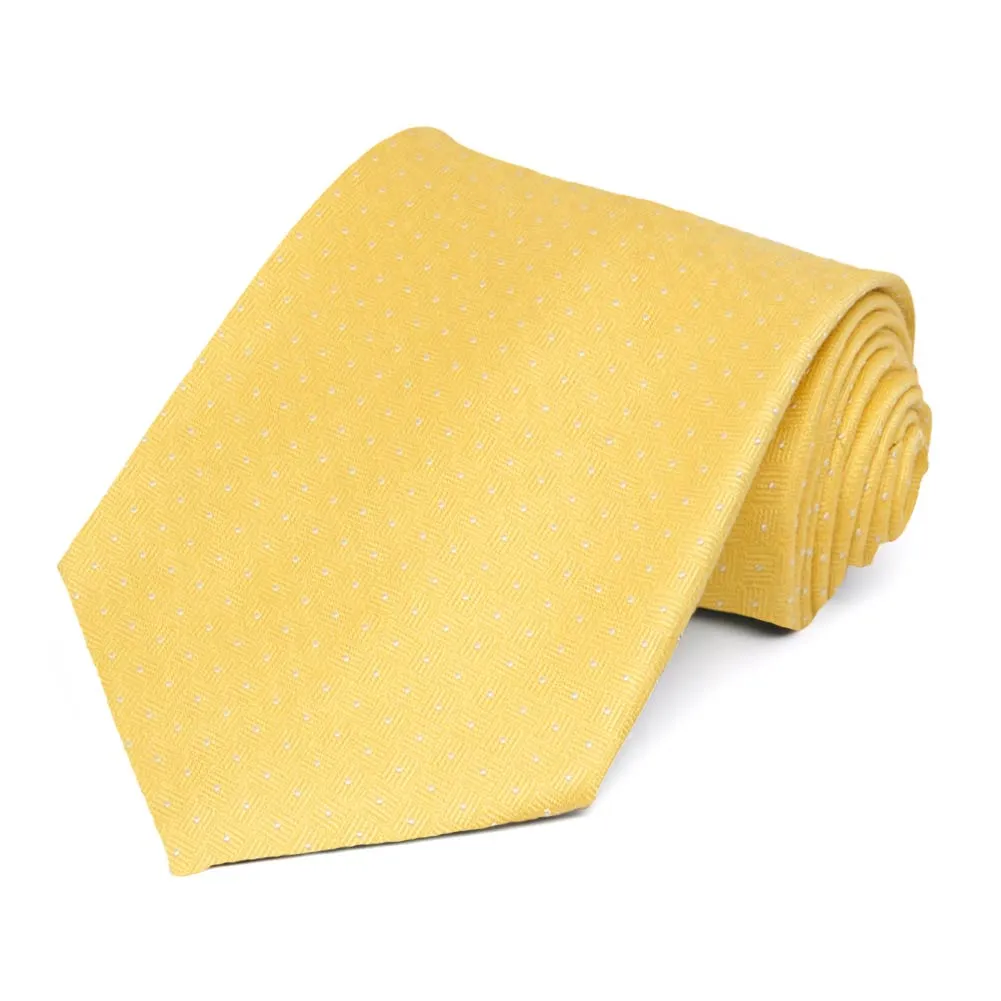 Yellow Agent Dotted Cotton/Silk Necktie sold by TieMart
