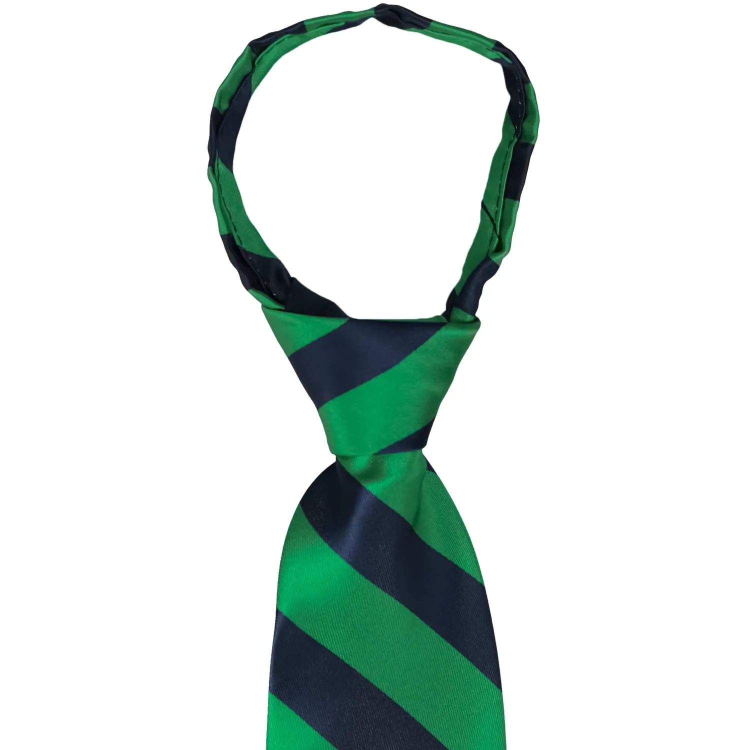 Kelly Green and Navy Blue Striped Zipper Tie sold by TieMart product image thumbnail 2