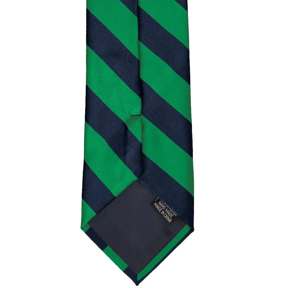 Kelly Green and Navy Blue Striped Zipper Tie sold by TieMart product image thumbnail 5