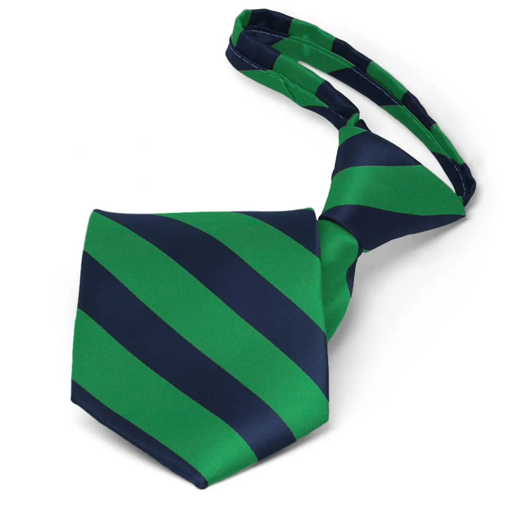 Kelly Green and Navy Blue Striped Zipper Tie sold by TieMart