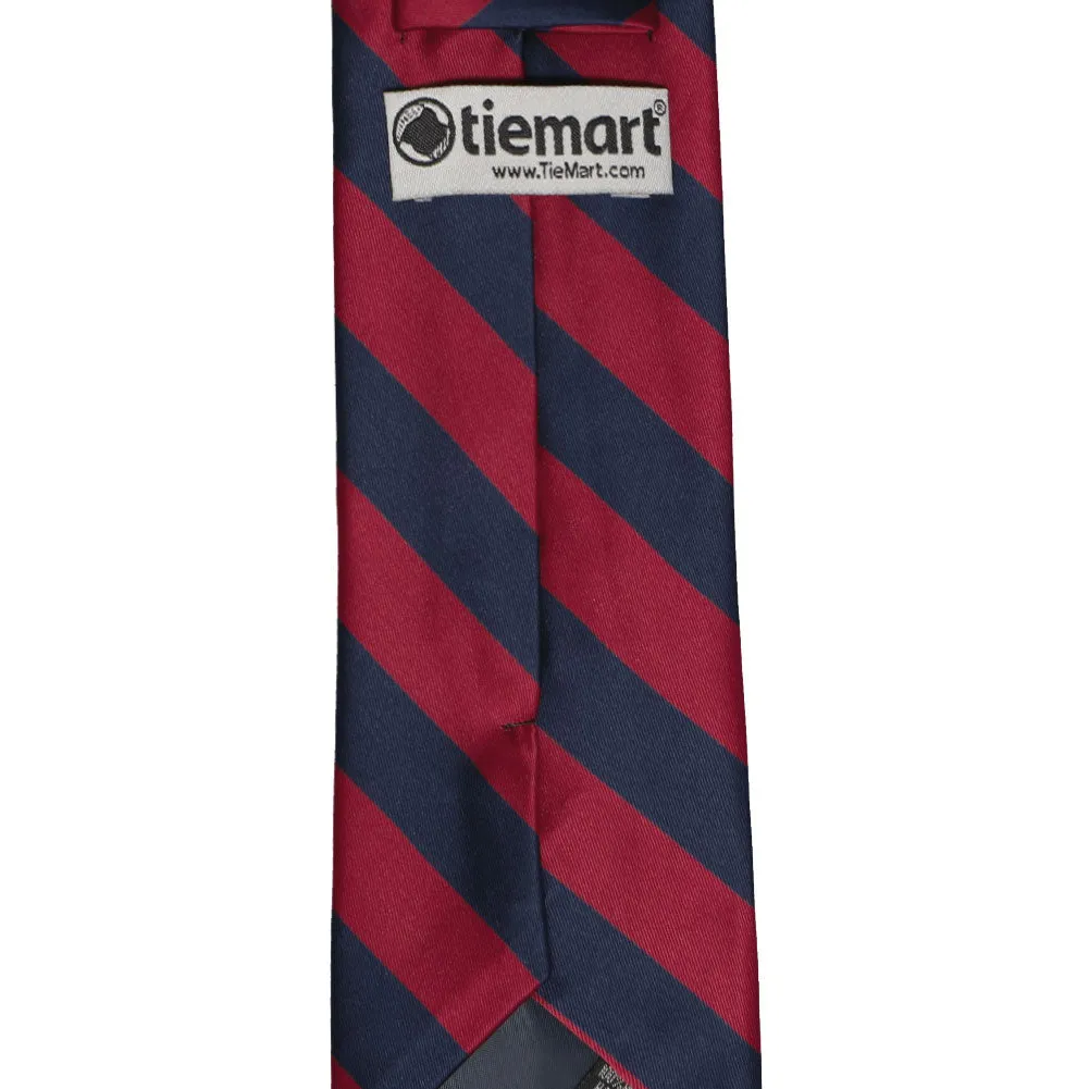Crimson Red and Navy Blue Striped Tie sold by TieMart product image thumbnail 4