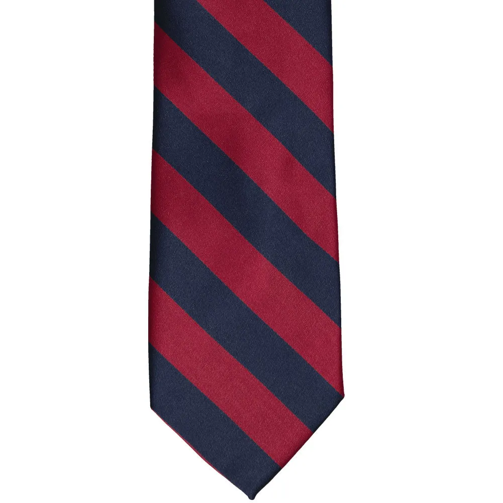 Crimson Red and Navy Blue Striped Tie sold by TieMart product image thumbnail 3