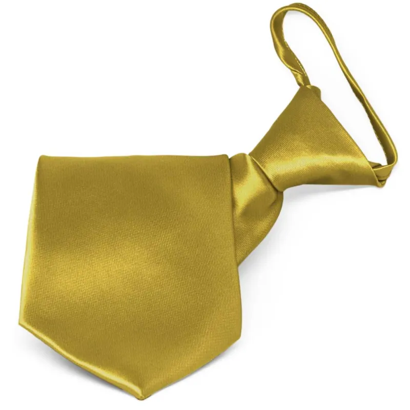 Gold Solid Color Zipper Tie sold by TieMart