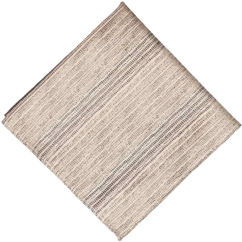 Sandy Brown Illustrator Striped Wool/Silk Pocket Square sold by TieMart