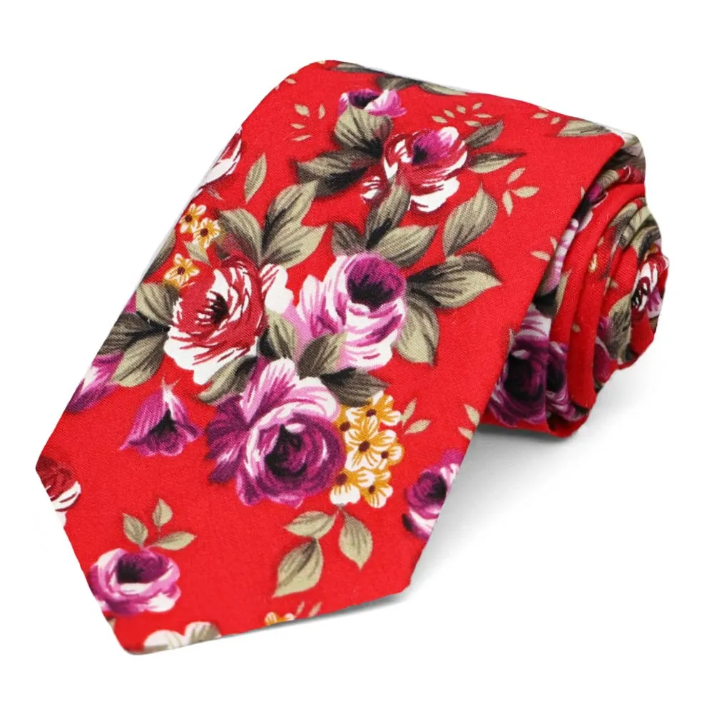 Red Anderson Floral Tie sold by TieMart