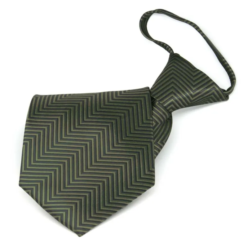 Dried Sage Kimberly Chevron Striped Zipper Tie sold by TieMart