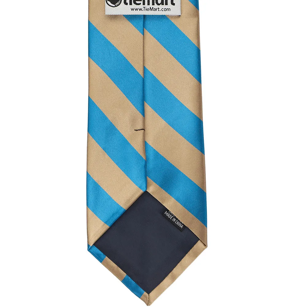 Peacock Blue and Tan Striped Tie sold by TieMart product image thumbnail 5