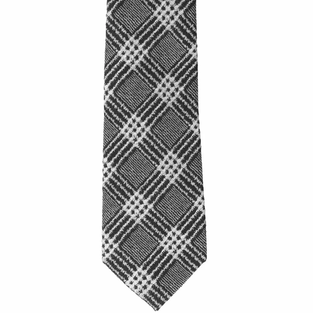 Black and Gray Admin Plaid Wool/Silk Necktie, 3" Width sold by TieMart product image thumbnail 2