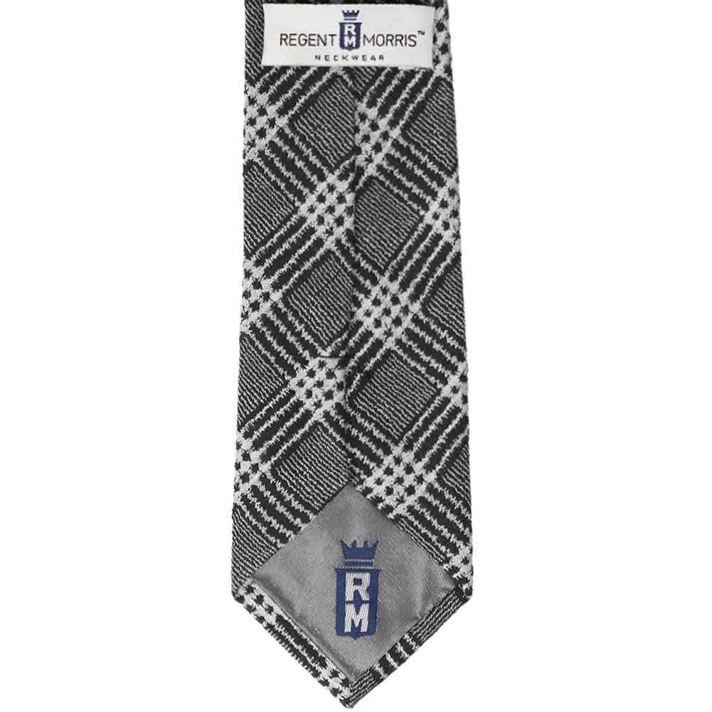 Black and Gray Admin Plaid Wool/Silk Necktie, 3" Width sold by TieMart product image thumbnail 3
