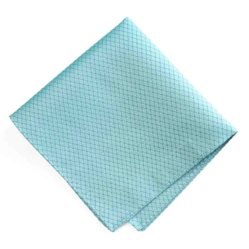 Bright Blue Groomsmen Lattice Cotton/Silk Pocket Square sold by TieMart