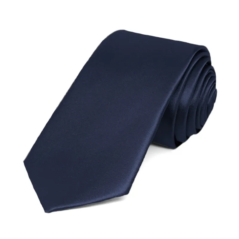 Twilight Blue Slim Solid Color Necktie, 2.5" Width sold by TieMart