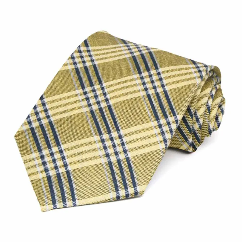 Yellow Headmaster Plaid Linen/Silk Necktie sold by TieMart