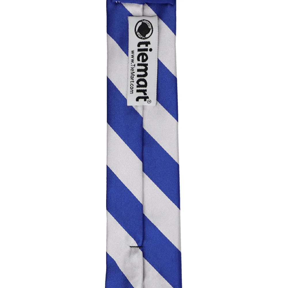 Royal Blue and Silver Striped Skinny Tie, 2" Width sold by TieMart product image thumbnail 3