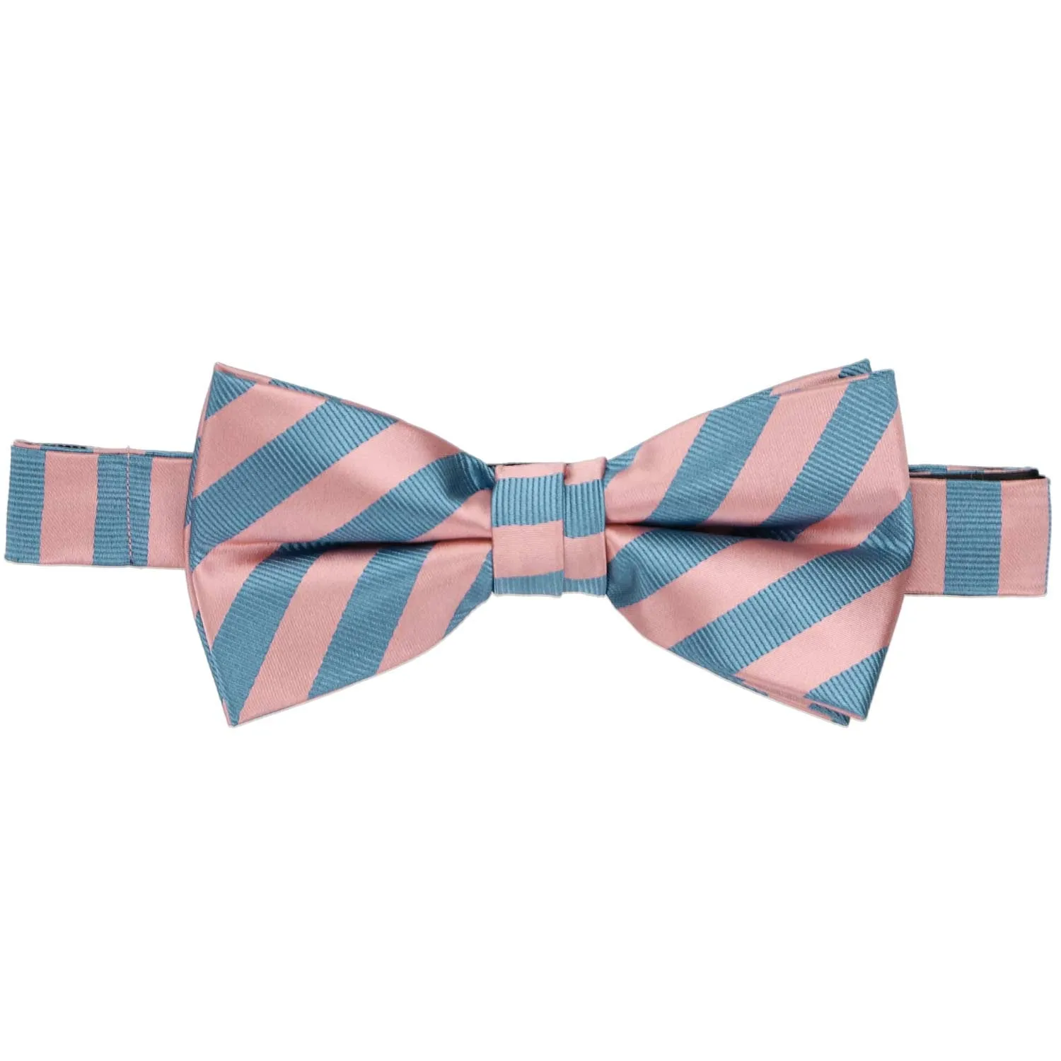 Dusty Pink and Blue Formal Striped Bow Tie sold by TieMart product image thumbnail 2
