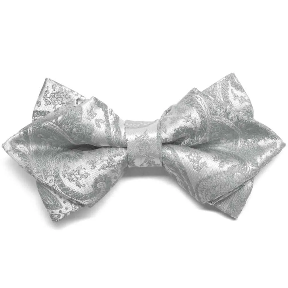Mercury Silver Clara Paisley Diamond Tip Bow Tie sold by TieMart