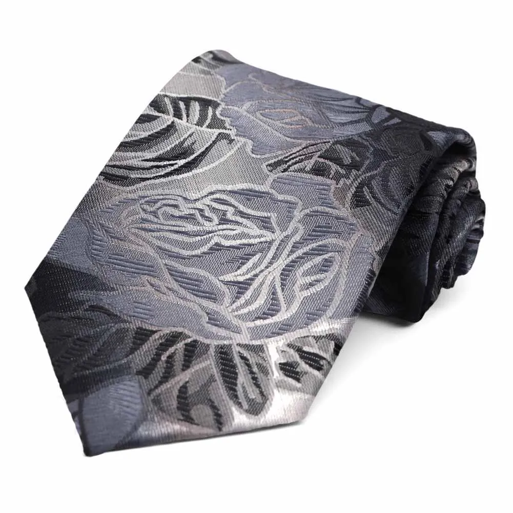 Pewter Reidsville Floral Necktie sold by TieMart