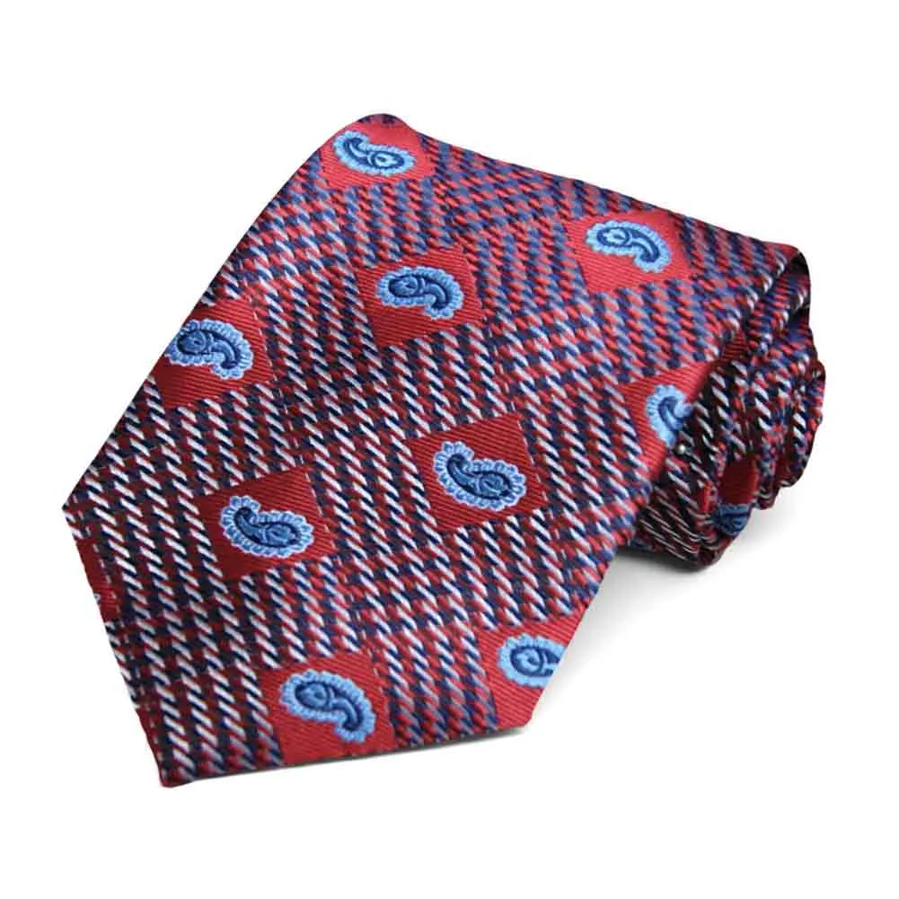 Red Churchill Paisley Necktie sold by TieMart