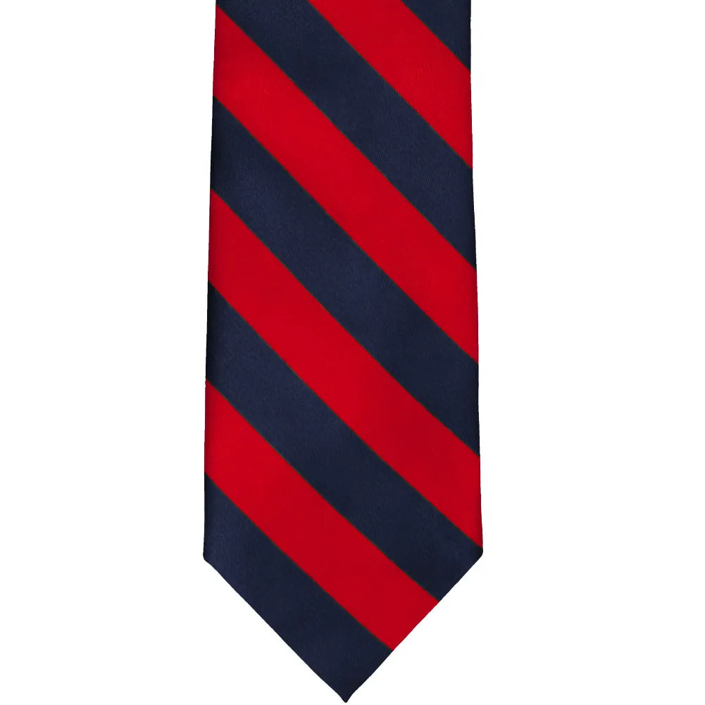 Red and Navy Blue Extra Long Striped Tie sold by TieMart product image thumbnail 3