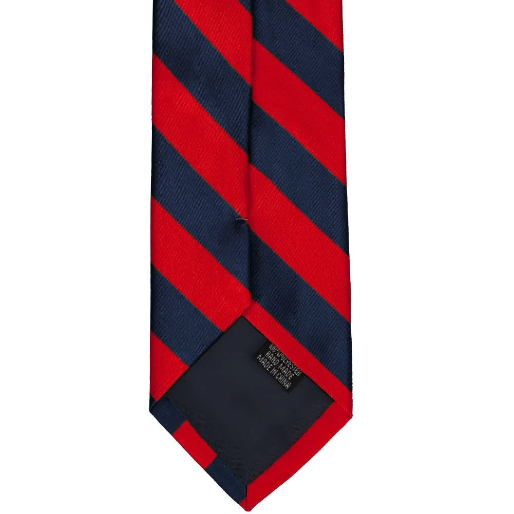 Red and Navy Blue Extra Long Striped Tie sold by TieMart product image thumbnail 4
