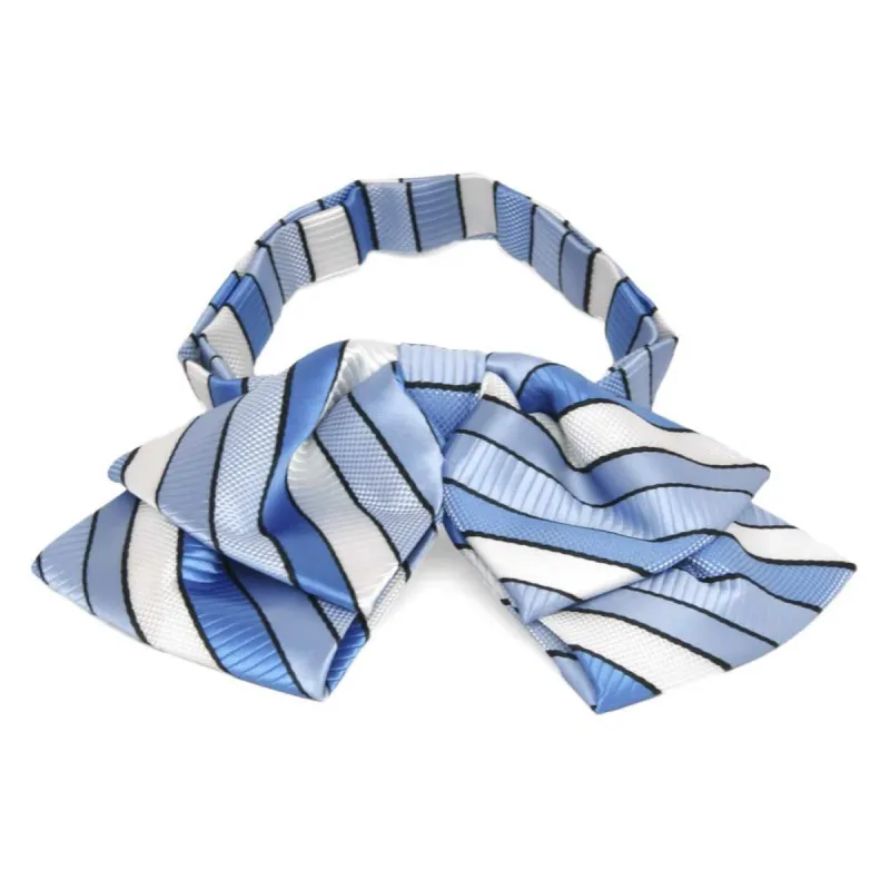 Wave Blue Douglas Striped Floppy Bow Tie sold by TieMart