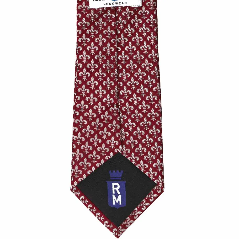 Burgundy Fleur-De-Lis Silk Necktie sold by TieMart product image thumbnail 4