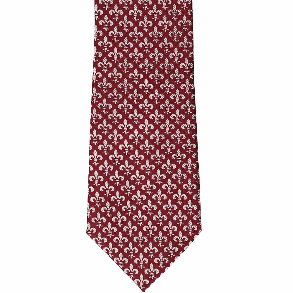 Burgundy Fleur-De-Lis Silk Necktie sold by TieMart product image thumbnail 2