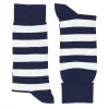 Men's Navy Blue and White Striped Socks sold by TieMart