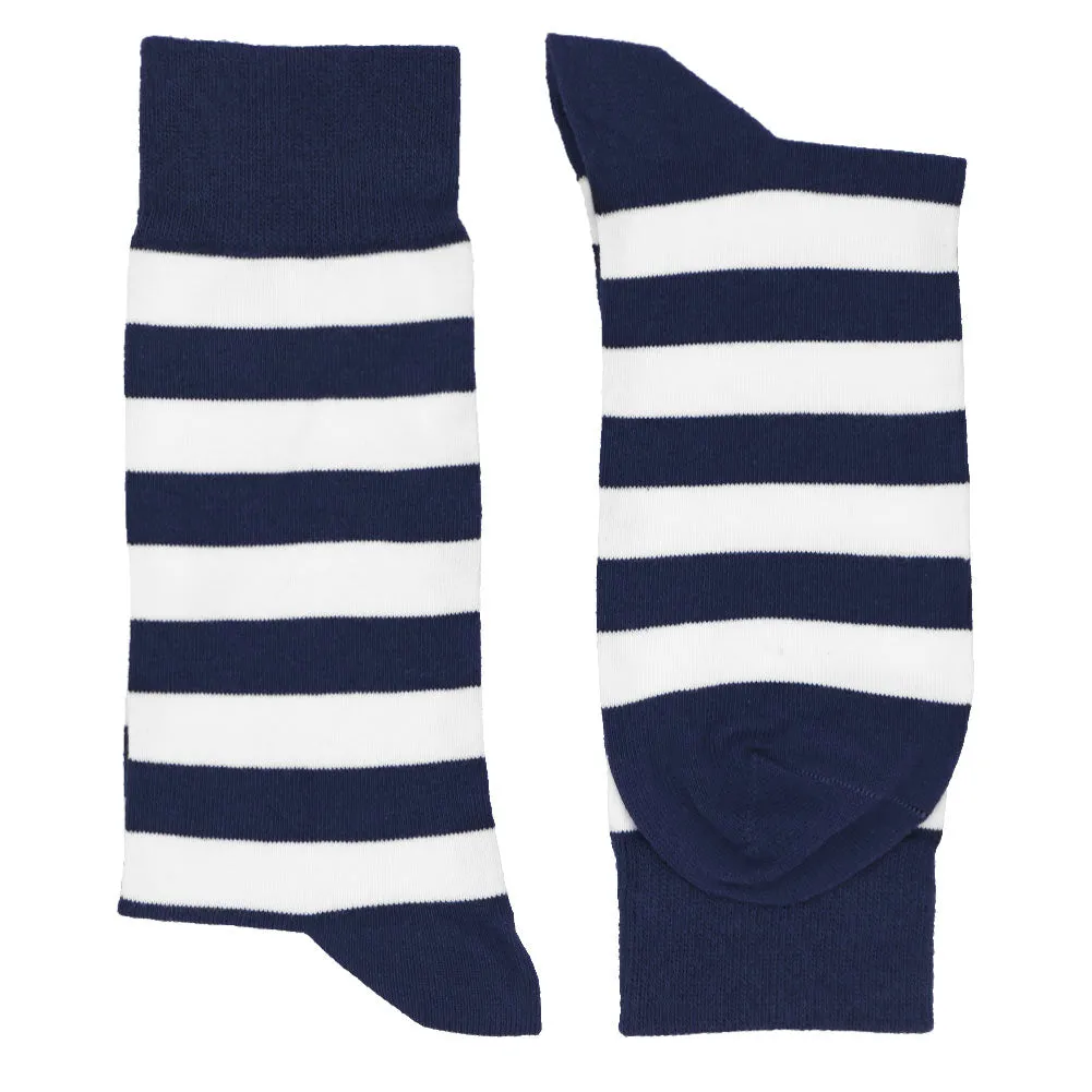 Men's Navy Blue and White Striped Socks sold by TieMart product image thumbnail 2