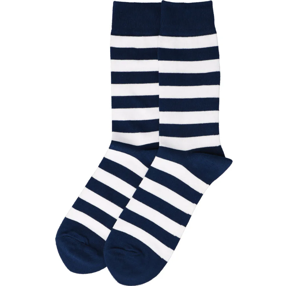 Men's Navy Blue and White Striped Socks sold by TieMart product image thumbnail 3