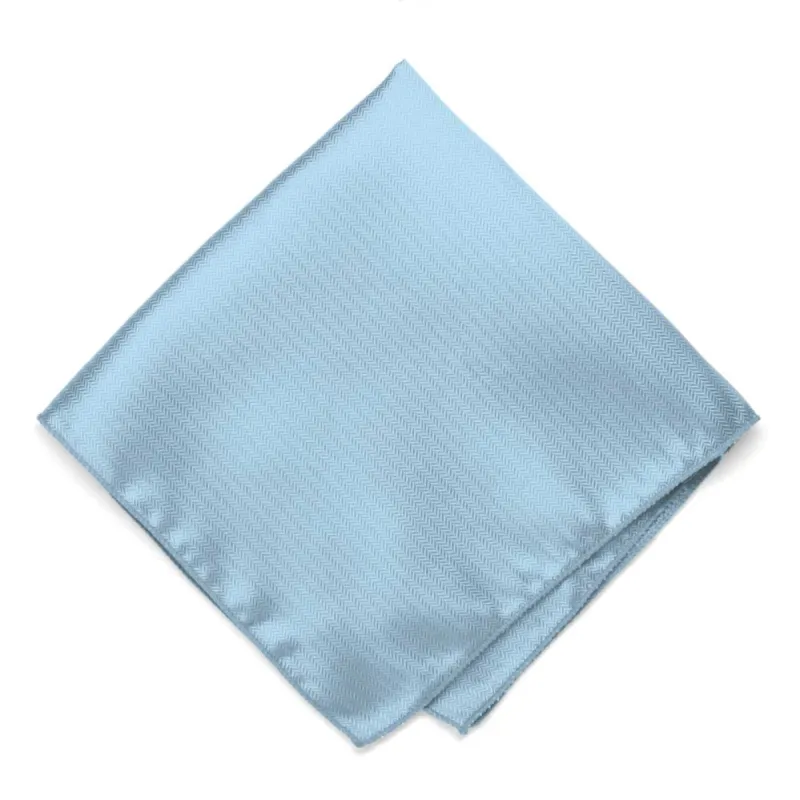 Ice Blue Herringbone Silk Pocket Square sold by TieMart