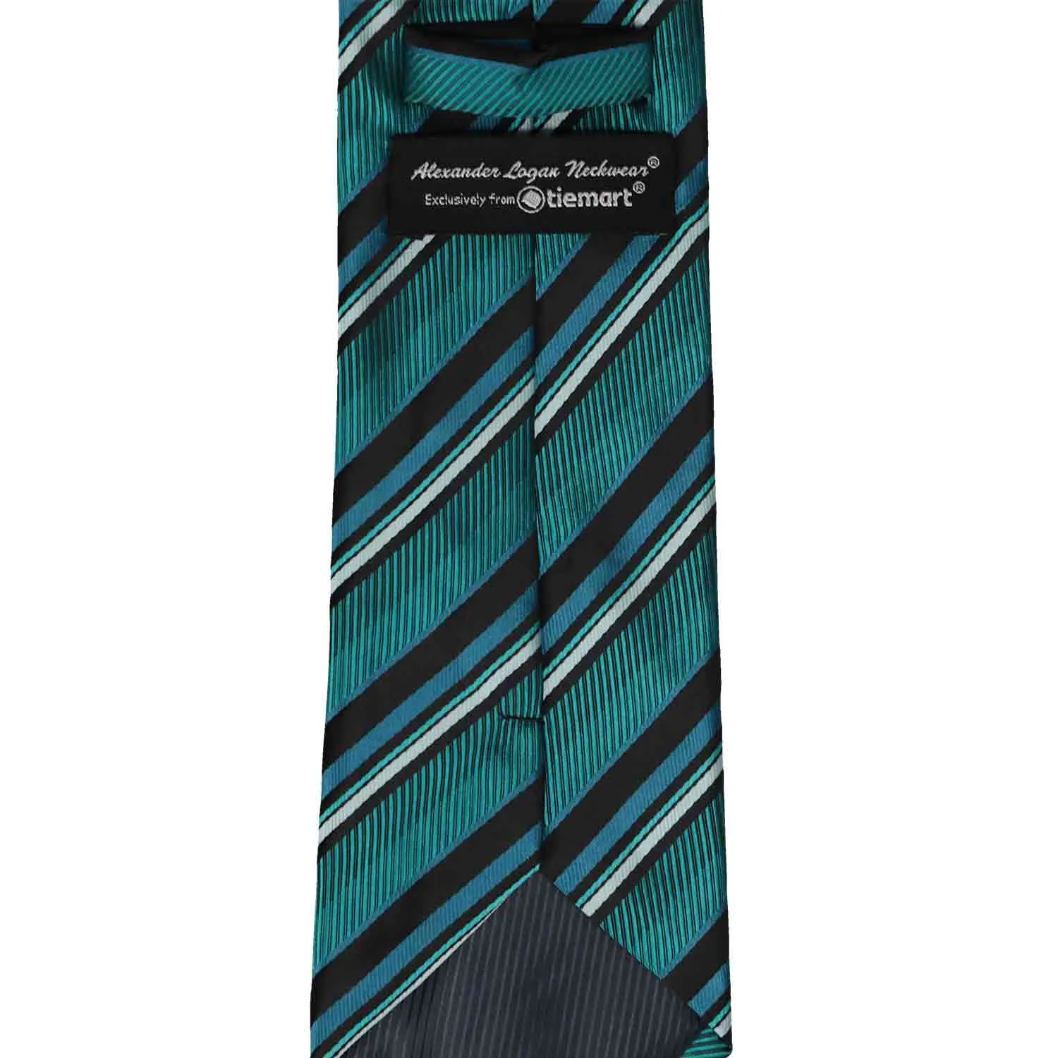 Deep Aqua Hartwick Striped Necktie sold by TieMart product image thumbnail 4