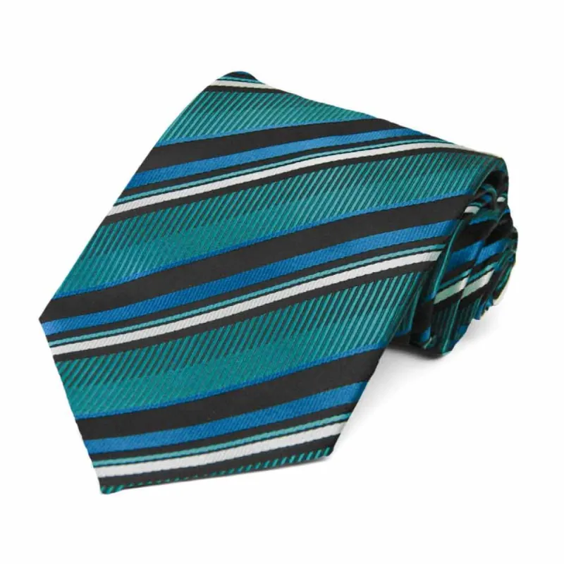 Deep Aqua Hartwick Striped Necktie sold by TieMart