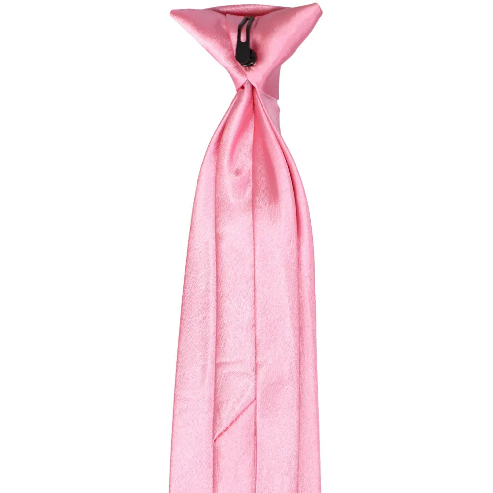 Bright Pink Solid Color Clip-On Tie sold by TieMart product image thumbnail 4