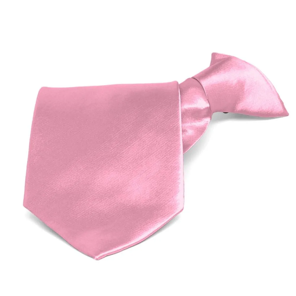 Bright Pink Solid Color Clip-On Tie sold by TieMart