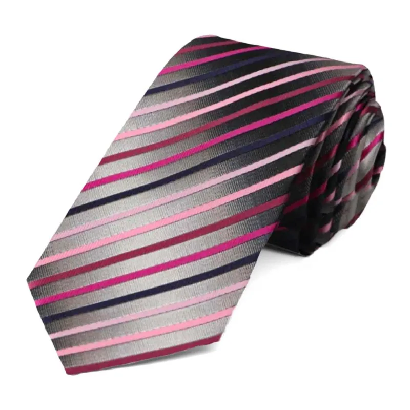 Pink Kissimmee Striped Slim Necktie sold by TieMart