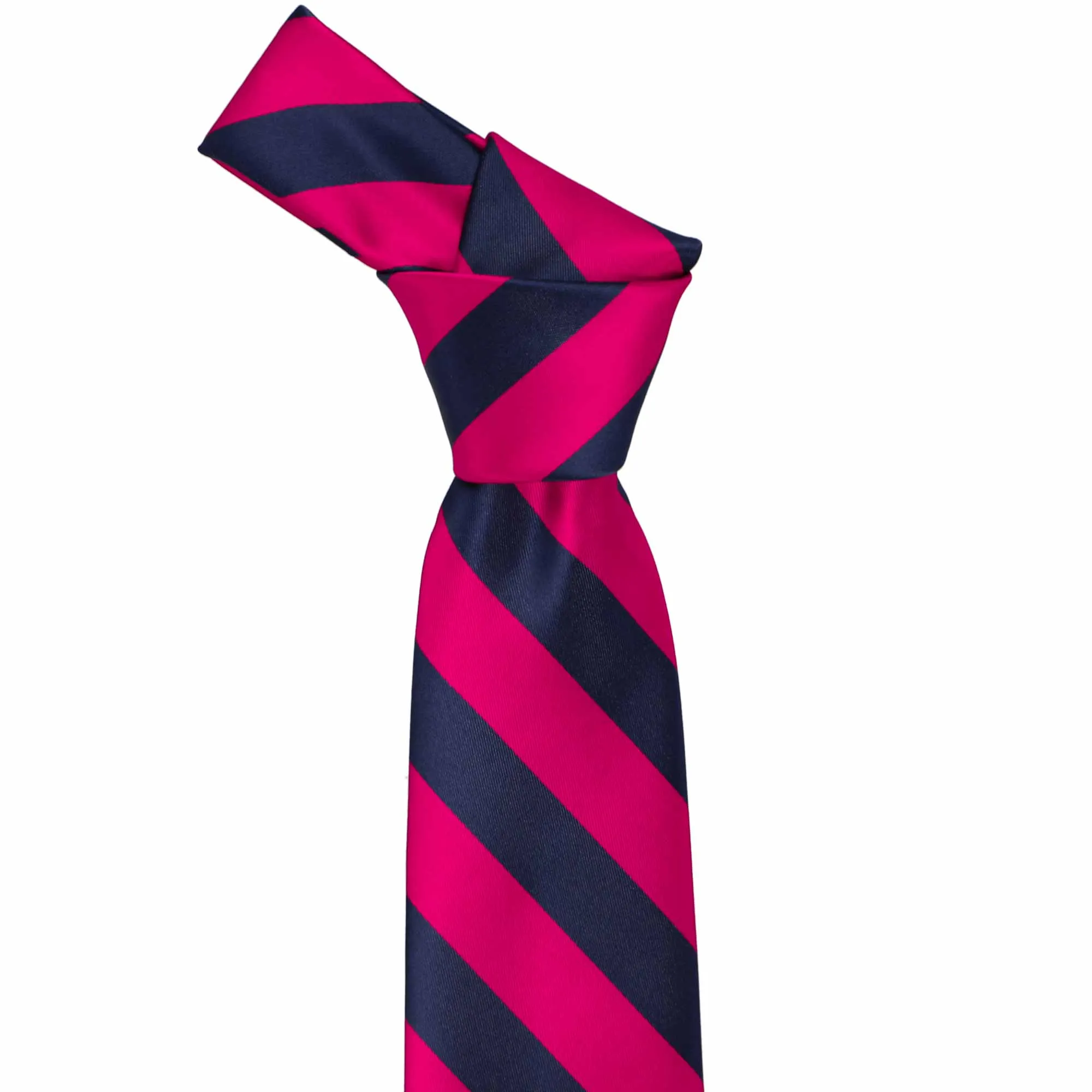 Fuchsia and Navy Blue Striped Tie sold by TieMart product image thumbnail 2
