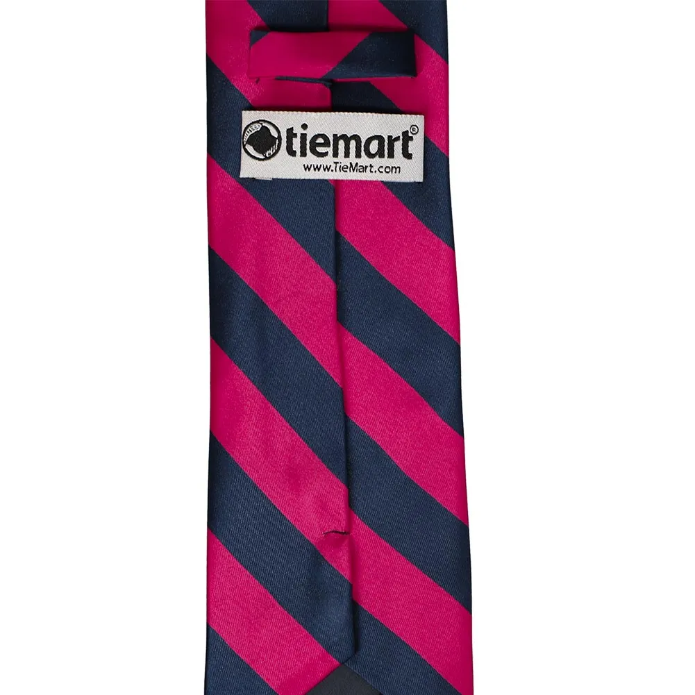 Fuchsia and Navy Blue Striped Tie sold by TieMart product image thumbnail 4