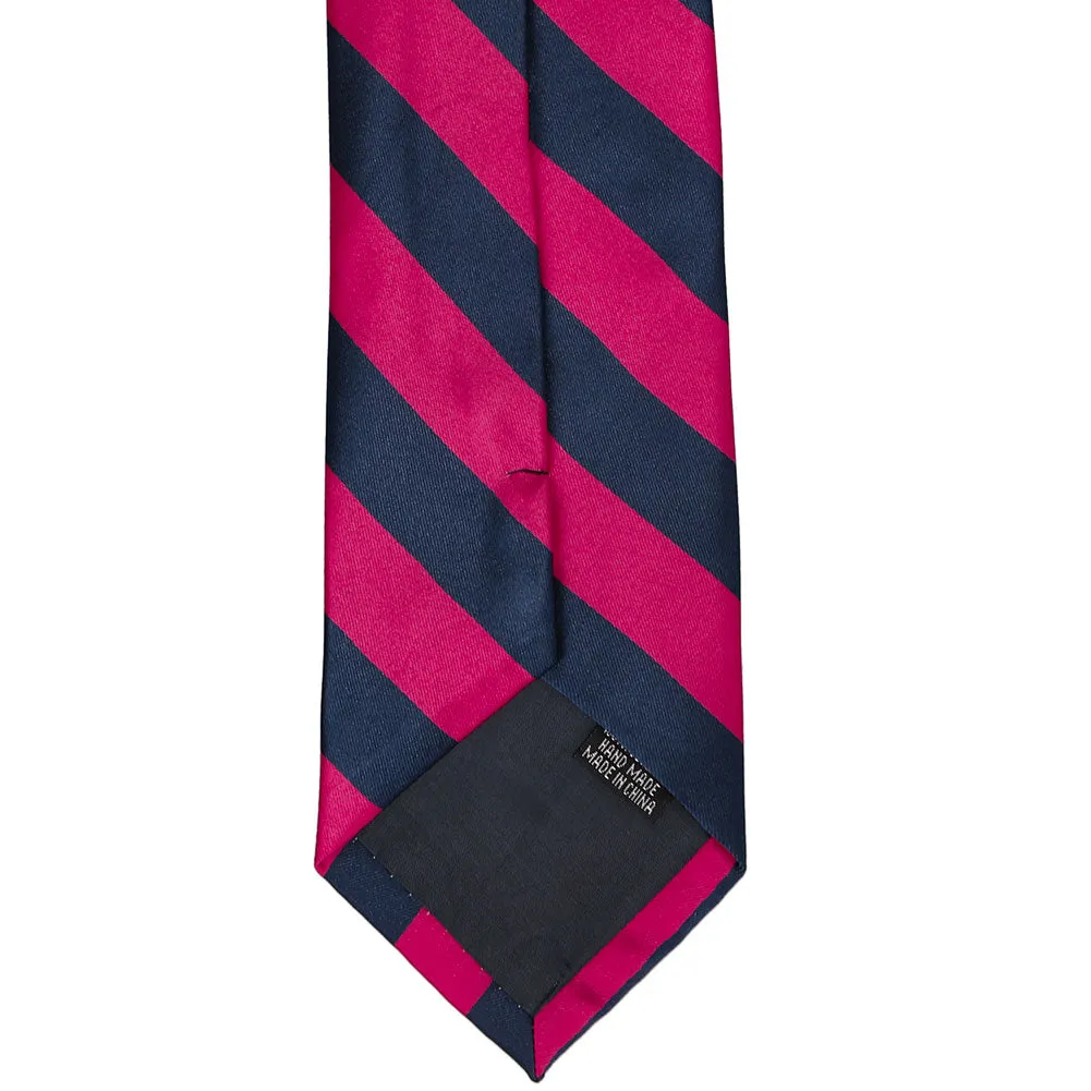 Fuchsia and Navy Blue Striped Tie sold by TieMart product image thumbnail 5