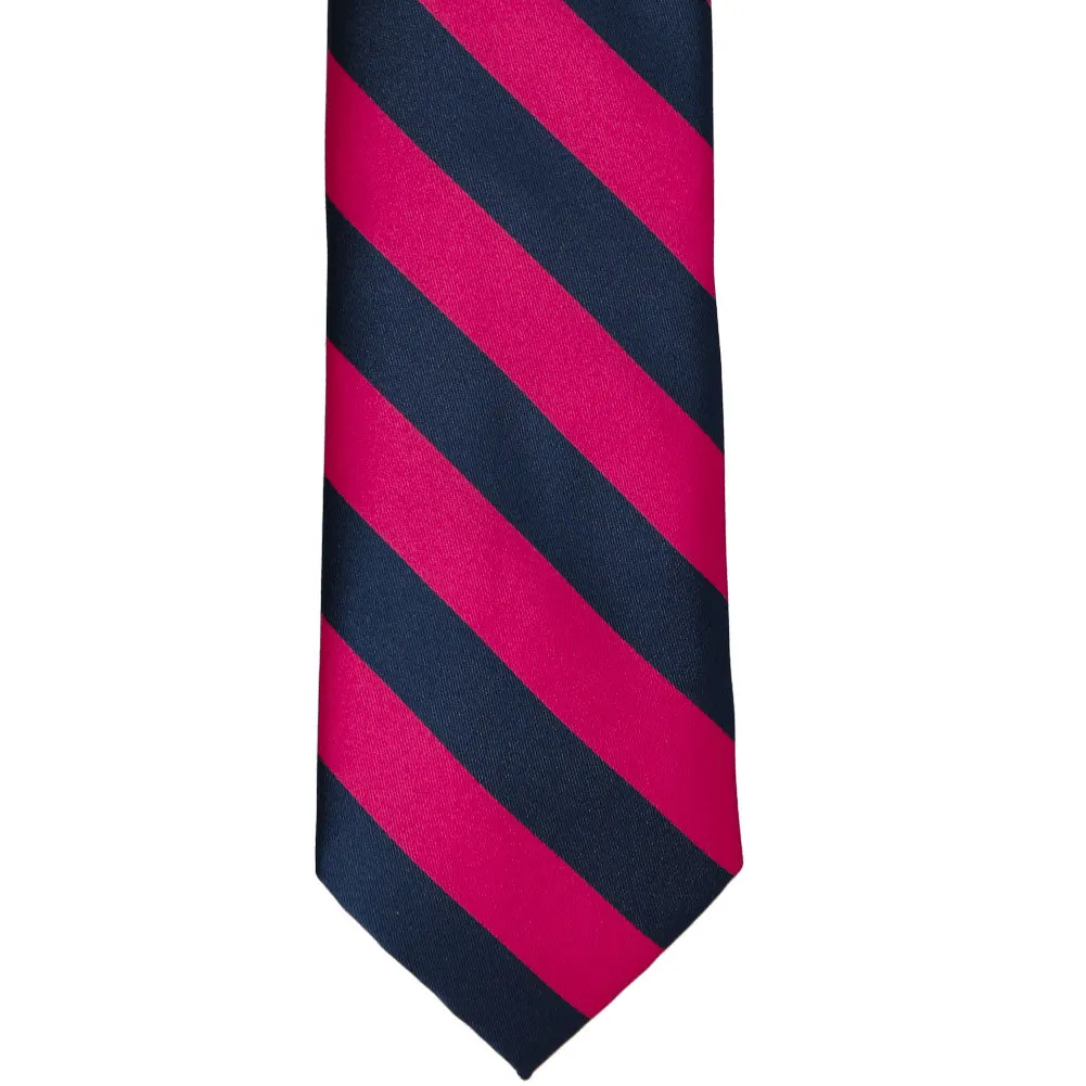 Fuchsia and Navy Blue Striped Tie sold by TieMart product image thumbnail 3