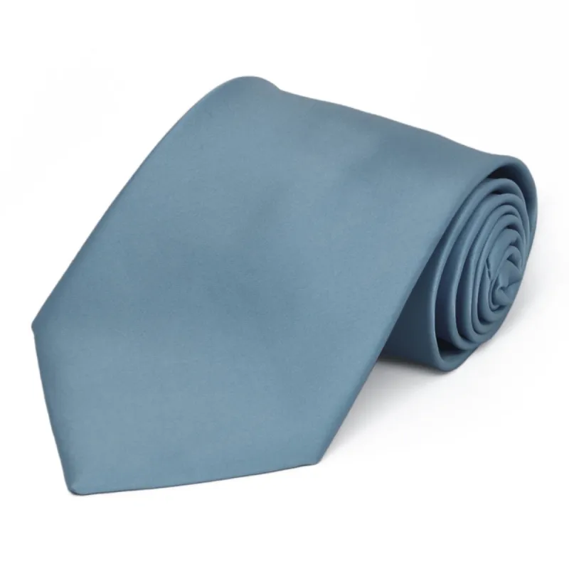 Serene Blue Premium Extra Long Solid Color Necktie sold by TieMart