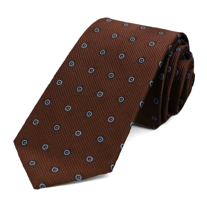 Chestnut Brown Willoughby Dotted Slim Necktie sold by TieMart