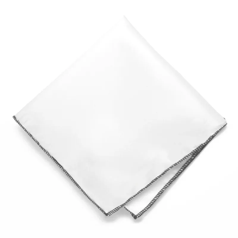 Black Tipped White Pocket Square sold by TieMart