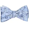 Steel Blue Member Floral Silk/Viscose Self-Tie Bow Tie sold by TieMart