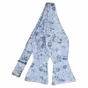 Steel Blue Member Floral Silk/Viscose Self-Tie Bow Tie sold by TieMart