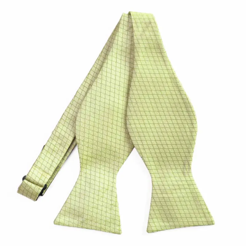 Light Chartreuse Groomsmen Lattice Cotton/Silk Self-Tie Bow Tie sold by TieMart