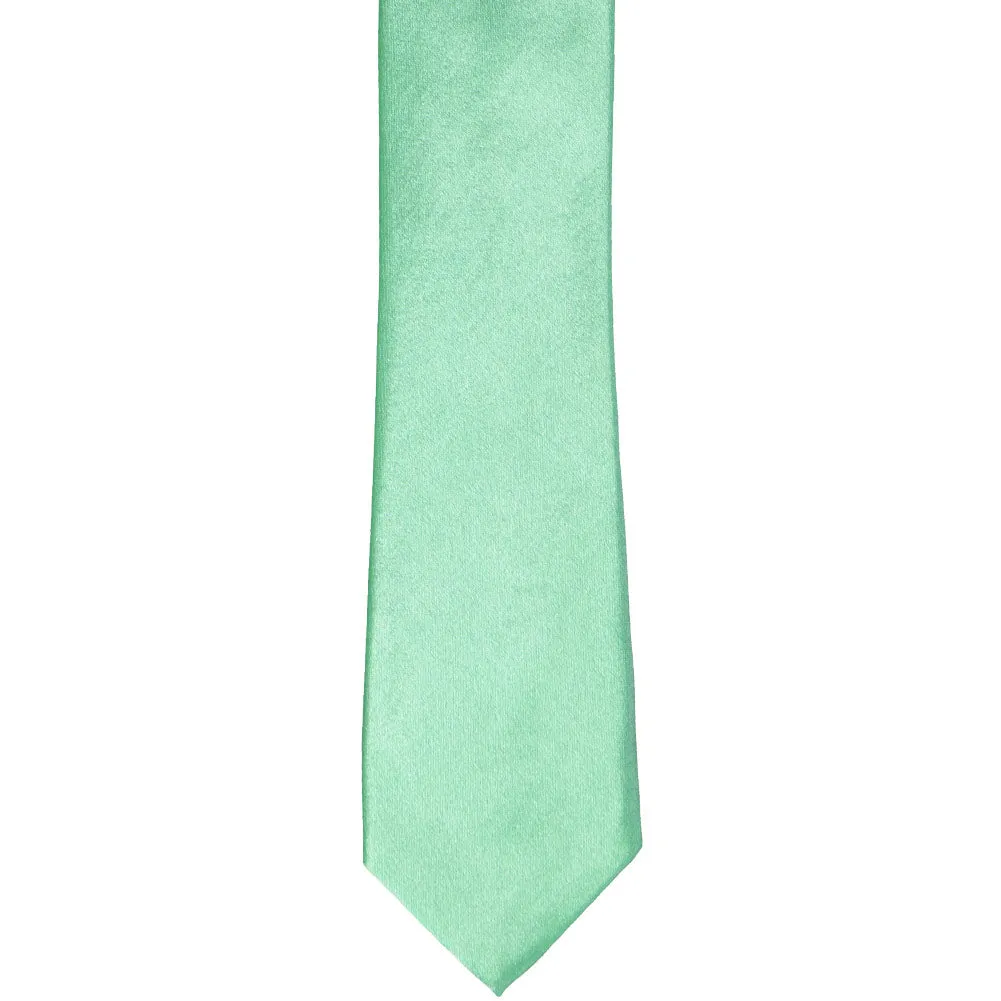 Seafoam Skinny Solid Color Necktie, 2" Width sold by TieMart product image thumbnail 2